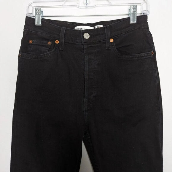 Re/Done Ankle Jeans Women 29 Black Denim Cotton Stretch Button-Fly 5-Pockets - Picture 3 of 13